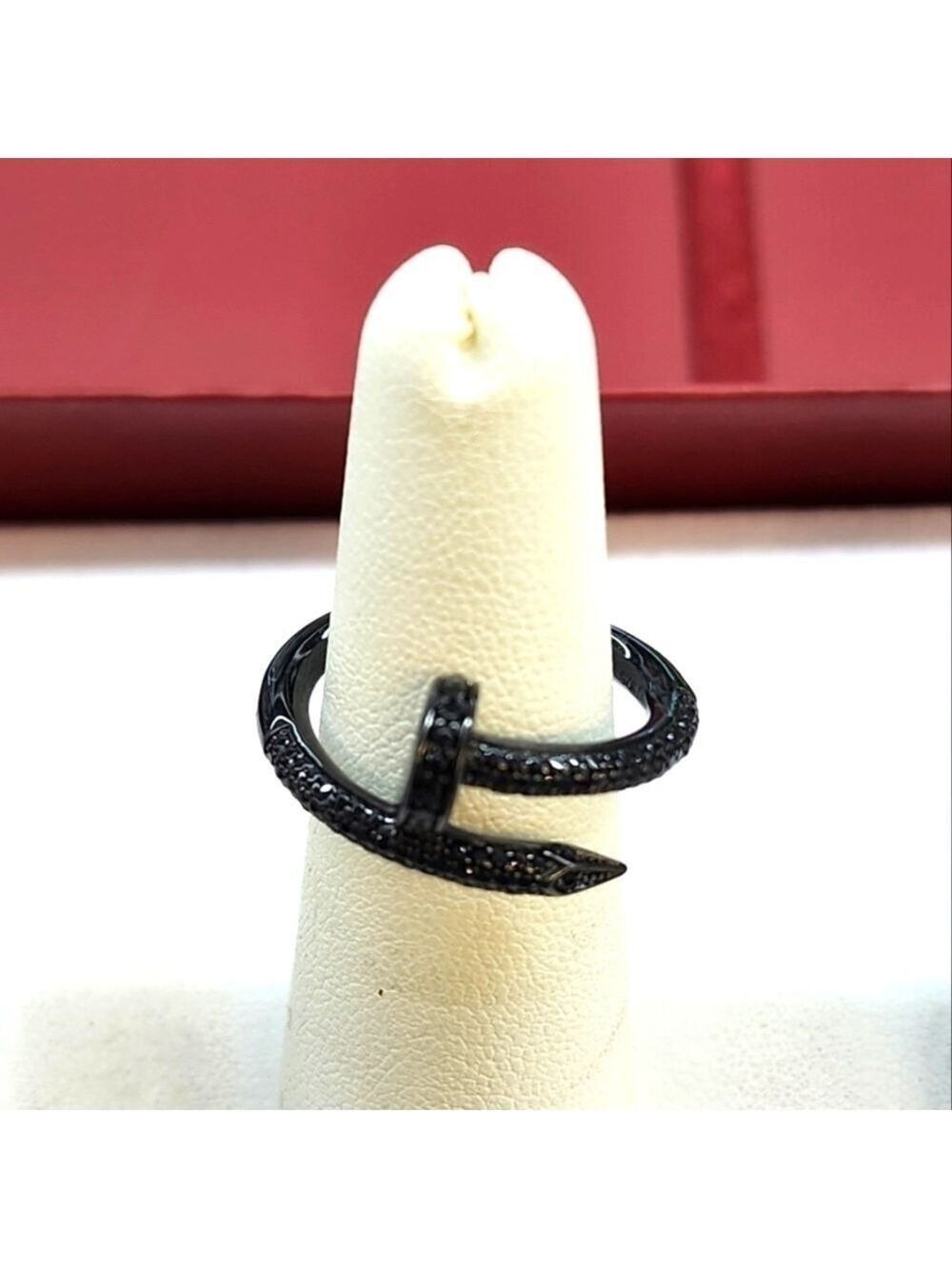 925 Sterling silver nail ring black rhodium - Picture 4 of 8